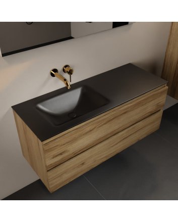 Mondiaz Aivy 120cm badmeubel Chai, wastafel Urban solid surface links zonder kraangat met spiegel