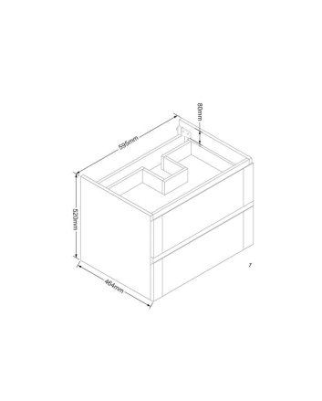 Sani DeLuxe Wood Eiken onderkast met greeplijst in korpus kleur 60