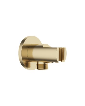 Wandaansluitbocht met handdouchehouder rond 1/2" geborsteld messing