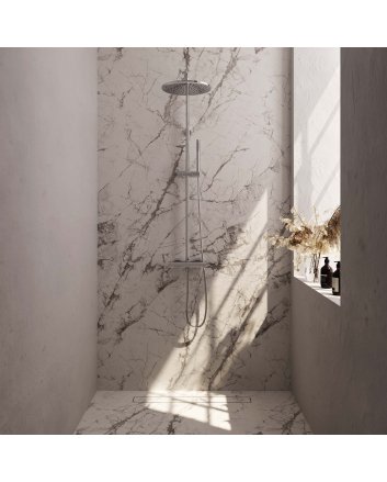 BRAUER Chrome Edition opbouw thermostatische regendouche SET 03 met 30 cm douchekop en staaf handdouche en doucheslang chroom