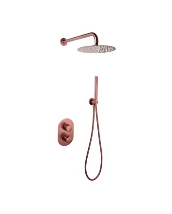 Sani DeLuxe Doucheset inbouw met box thermostaat, muurbevestiging / douchekop 25 cm rond Brons