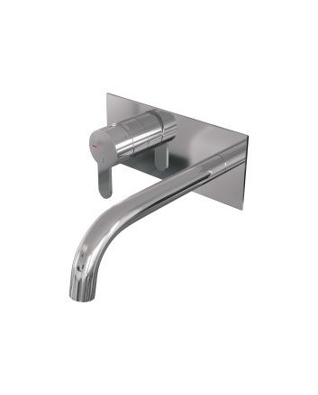 BRAUER Chrome Edition inbouw wastafelmengkraan met gebogen uitloop en afdekplaat model D2 chroom