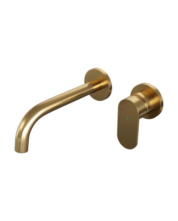 BRAUER Gold Edition inbouw wastafelmengkraan met gebogen uitloop en rozetten model C1 goud geborsteld PVD