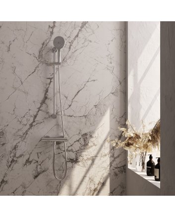 BRAUER Chrome Edition opbouw douche thermostaatkraan SET 02 met glijstang en 3-standen handdouche en doucheslang chroom