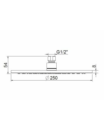 Caral hoofddouche rond 25 x 0,8 cm geborsteld staal