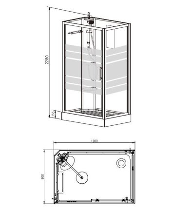 Thermo links complete douchecabine 120x90x218 alu  5mm glas