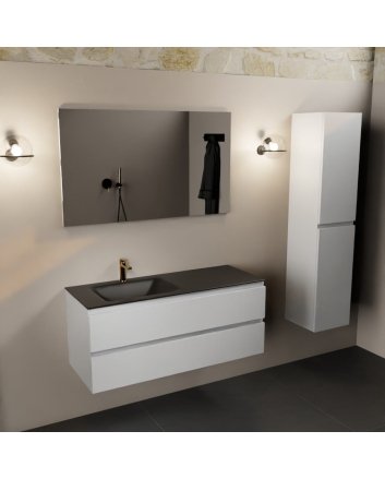 Mondiaz Aivy 120cm badmeubel Talc, wastafel Urban solid surface links 1 kraangat