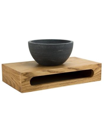 Sani DeLuxe Wood Eiken fontein planchet + Fonteinkom Natuursteen