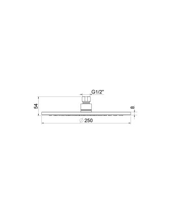 Caral hoofddouche rond 25 x 0,8 cm geborsteld messing