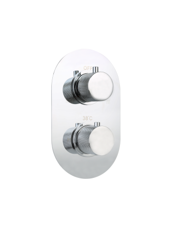 Sani DeLuxe Doucheset inbouw met box thermostaat, muurbevestiging / douchekop 30 cm rond Chroom met geribbeld knop