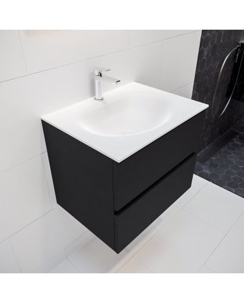 Mondiaz Vica 60cm badmeubel urban 2 lades wastafel Moon midden met 1 kraangat