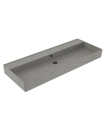 Sani DeLuxe Wastafel Edge Keramiek Warm Beton 120 enkele wasbak, met twee kraangaten