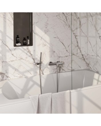 BRAUER Chrome Edition opbouw baddouche thermostaatkraan SET 03 met wandhouder en staaf handdouche en doucheslang chroom