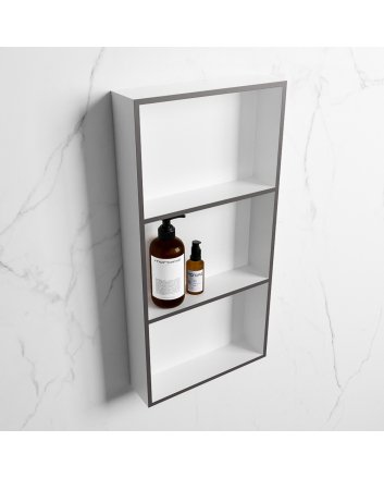 Mondiaz Easy Nis 59,5x29,5cm in solid surface kleur DarkGrey | Talc. 3 vakken  geschikt voor in- of opbouw