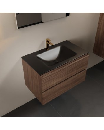 Mondiaz Aivy 80cm badmeubel Mocha, wastafel Urban solid surface midden 1 kraangat