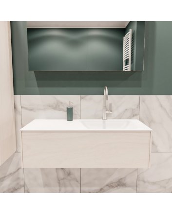 Mondiaz Lush 100 badmeubel underlayment 1 lade wastafel rechts 1 kraangat