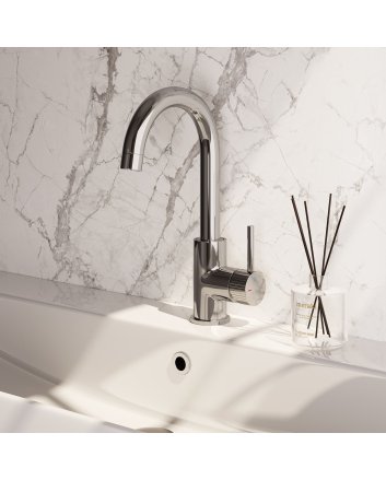 BRAUER Stripe hoge opbouw wastafelmengkraan met draaibare ronde uitloop model A chroom