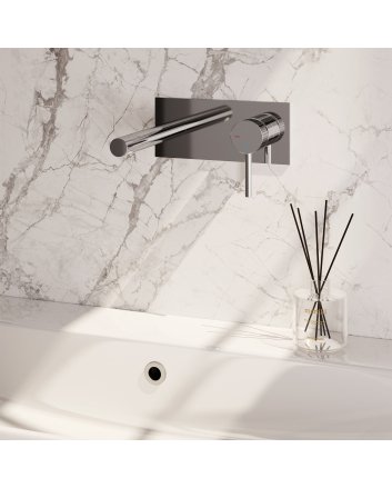 BRAUER Stripe inbouw wastafelmengkraan met rechte uitloop en afdekplaat model A1 chroom