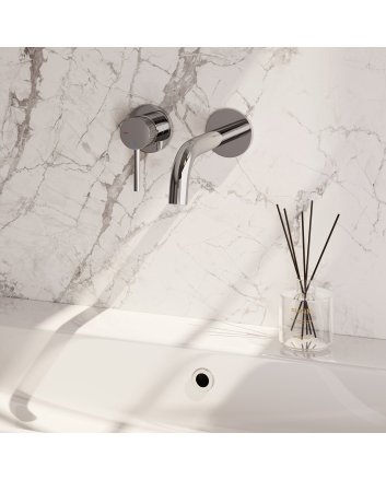 BRAUER Stripe inbouw wastafelmengkraan met gebogen uitloop en rozetten model A2 chroom