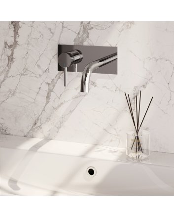 BRAUER Stripe inbouw wastafelmengkraan met gebogen uitloop en afdekplaat model A2 chroom