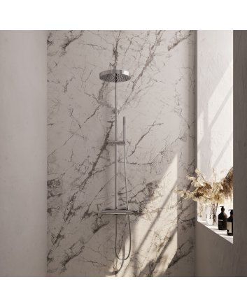 BRAUER Stripe opbouw thermostatische regendouche SET 01 met 25 cm hoofddouche en staaf handdouche en doucheslang chroom
