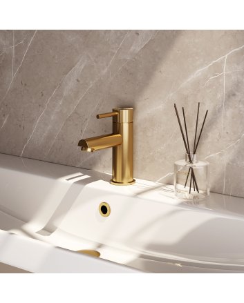 BRAUER Stripe lage opbouw wastafelmengkraan model A goud geborsteld PVD