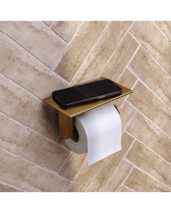 BRAUER Toiletrolhouder met planchet goud geborsteld PVD