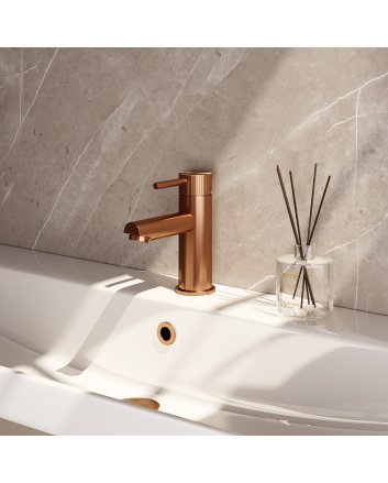 BRAUER Stripe lage opbouw wastafelmengkraan model A koper geborsteld PVD