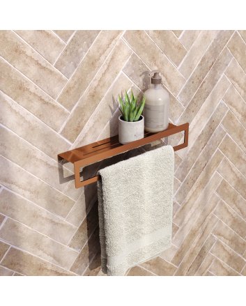 BRAUER Handdoekrek met planchet koper geborsteld PVD