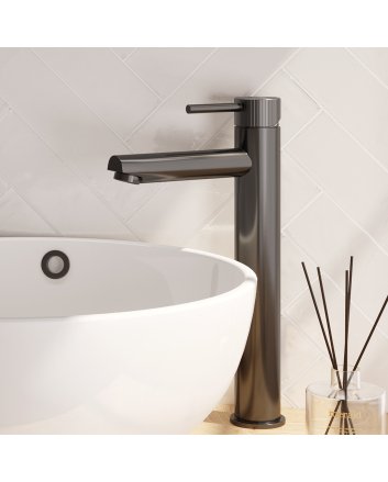 BRAUER Stripe verhoogde opbouw wastafelmengkraan model A gunmetal geborsteld PVD