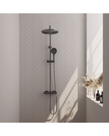 BRAUER Gunmetal Edition opbouw thermostatische regendouche SET 04 met 30 cm hoofddouche en 3-standen handdouche en doucheslang gunmetal geborsteld PVD