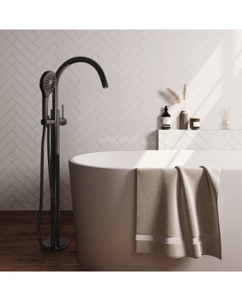 BRAUER Stripe vrijstaande badmengkraan SET 02 met 3-standen handdouche en doucheslang gunmetal geborsteld PVD