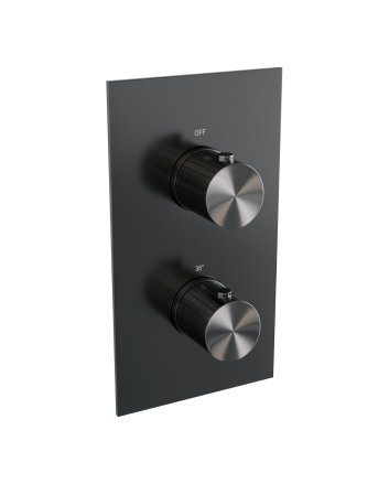 BRAUER Stripe 3-weg inbouwthermostaat rechthoekig met in- en afbouwdelen gunmetal geborsteld PVD