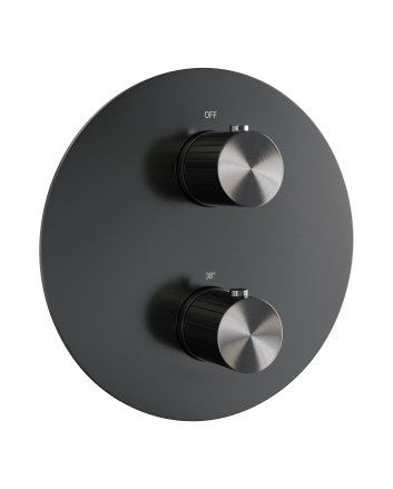 BRAUER Stripe 3-weg inbouwthermostaat rond met in- en afbouwdelen gunmetal geborsteld PVD