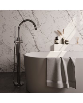 BRAUER Stripe vrijstaande badmengkraan SET 01 met staaf handdouche en doucheslang RVS-kleurig geborsteld PVD