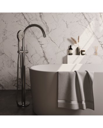 BRAUER Stripe vrijstaande badmengkraan SET 02 met 3-standen handdouche en doucheslang RVS-kleurig geborsteld PVD
