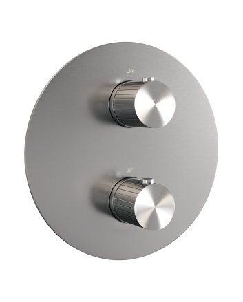 BRAUER Stripe 3-weg inbouwthermostaat rond met in- en afbouwdelen RVS-kleurig geborsteld PVD