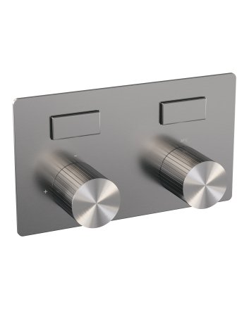 BRAUER Stripe 2-weg inbouwthermostaat met drukknoppen met in- en afbouwdelen RVS-kleurig geborsteld PVD