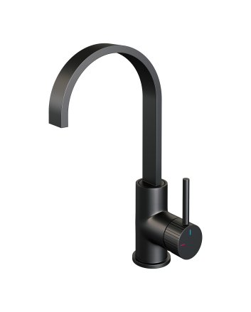 BRAUER Stripe hoge opbouw wastafelmengkraan met draaibare platte uitloop model A mat zwart