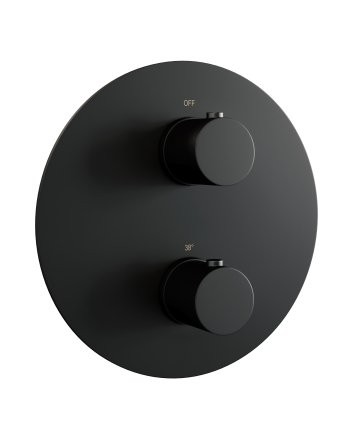 BRAUER Black Edition 3-weg inbouwthermostaat rond met in- en afbouwdelen mat zwart