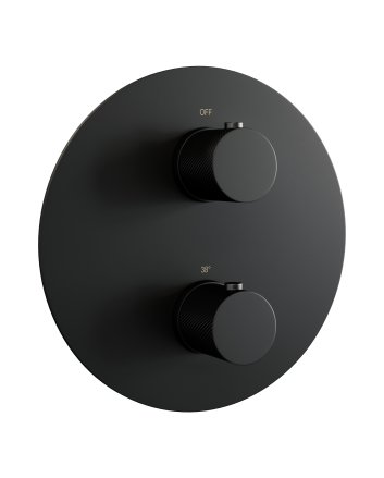 BRAUER Black Carving 3-weg inbouwthermostaat rond met in- en afbouwdelen mat zwart