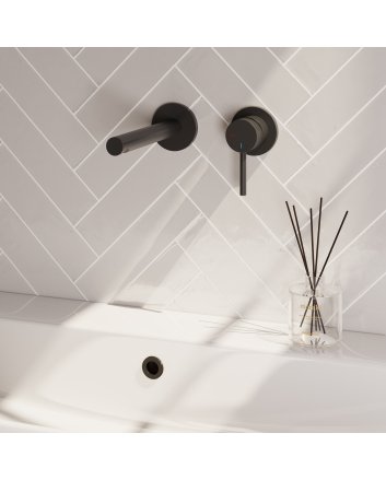 BRAUER Stripe inbouw wastafelmengkraan met rechte uitloop en rozetten model A1 mat zwart