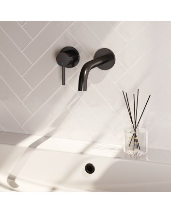 BRAUER Stripe inbouw wastafelmengkraan met gebogen uitloop en rozetten model A2 mat zwart