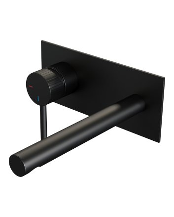 BRAUER Stripe inbouw wastafelmengkraan met rechte uitloop en afdekplaat model A2 mat zwart