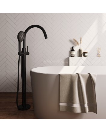 BRAUER Stripe vrijstaande badmengkraan SET 02 met 3-standen handdouche en doucheslang mat zwart