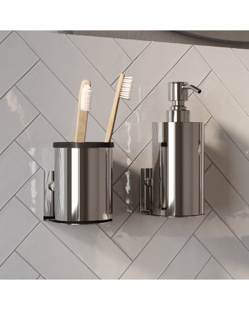 BRAUER Zeepdispenser en beker model A incl. wand ophanging en magnetisch opzetvlak chroom