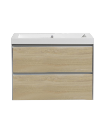 Sani DeLuxe Aktieset badmeubel PL greeploos 60 Light Wood zonder spiegel