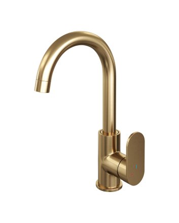 BRAUER Gold Edition hoge opbouw wastafelmengkraan met draaibare ronde uitloop model C goud geborsteld PVD