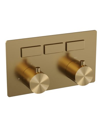 BRAUER Gold Edition 3-weg inbouwthermostaat met drukknoppen met in- en afbouwdelen goud geborsteld PVD