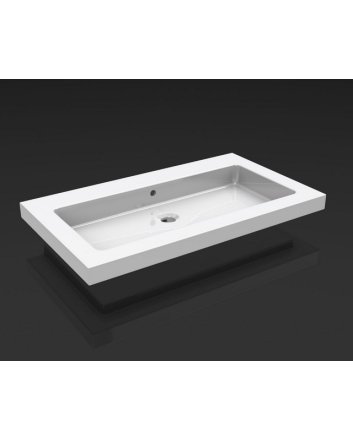 Wiesbaden Kera wastafel enkel zonder kraangat 80x46x5 cm keramiek glans wit